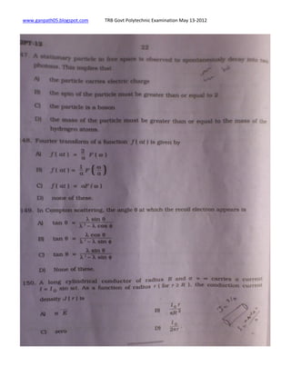 TRB Govt polytechnic Exam may 2012 | PDF