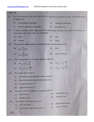 TRB Govt polytechnic Exam may 2012 | PDF
