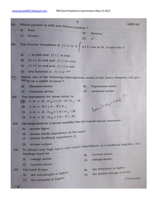 TRB Govt polytechnic Exam may 2012 | PDF