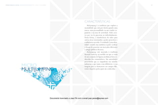 trends research center fashion trend report 2014 109micro > multijumping
Multijumping é a tendência que explora a
mentalidade que está por detrás quando uma
marca, uma personalidade ou um criador ex-
pandem a sua área de actividade. Pode ocor-
rer por via de parcerias ou individualmente.
Desta forma, a transferência do saber para
outras áreas testemunha o poder prescritor e
a influência exercida.O resultado é uma iden-
tidade versátil, mas também se pode verificar
o desejo de penetrar em mercados diferentes
e atingir públicos diversos.
Multijumping está associada à tendência
Beautiful Authority na medida em que se trata
de um conjunto de figuras mediáticas bem co-
nhecidas dos consumidores. São autoridades
prescritoras que se enquadram em variadas
indústrias e que usam a sua influência e a sua
imagem para se destacarem em campos dife-
rentes daqueles pelos quais são conhecidas.
características
Multijumping
micro
Documento licenciado a Joao PA com o email joao.peres@ayrww.com
 