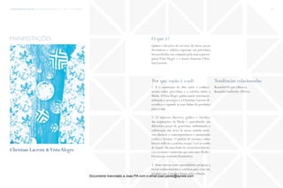 trends research center fashion trend report 2014 110micro > multijumping
O que é?
Por que razão é cool? Tendências relacionadas
Quatro colecções de serviços de mesa, peças
decorativas e edições especiais em porcelana
desenvolvidas em conjunto pela marca portu-
guesa Vista Alegre e a marca francesa Chris-
tian Lacroix.
1. É o casamento de elite entre o conheci-
mento sobre porcelana e a estética sobre a
Moda.AVista Alegre ganha maior internacio-
nalização e prestígio e a Christian Lacroix di-
versifica e expande as suas linhas de produtos
para a casa.
2. O universo Barroco, gráfico e bucólico
das inspirações da Moda é reproduzido em
diferentes peças de porcelana sublinhando a
sofisticação das artes de mesa, unindo moti-
vos clássicos e contemporâneos e misturando
estilos e formas. O padrão de mosaico sobre
biscuit reflecte a estética trompe l’oeil ao estilo
de Gaudi. Há uma fusão de elementos históri-
cos, técnicas e materiais que associam Moda e
Decoração (coleção Picassiette).
3. Duas marcas com especialidades próprias a
trocar conhecimentos e estéticas para criar um
produto que é moda e louça, arte e função.
Beautiful People (Macro)
BeautifulAuthority (Micro)
manifestações
Christian Lacroix &Vista Alegre
fonte
Documento licenciado a Joao PA com o email joao.peres@ayrww.com
 