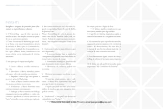 trends research center fashion trend report 2014 71macro > wonderland, experience & stories
do tempo, por isso é digno de ficar.
> O último significa simplesmente que
deve abrir caminho para algo melhor.
7. A partilha de histórias inspiradoras ajuda os
outrosarelacionarem-seeaseguirememfrente.
8. O consumidor quer experiências narradas,
capazes de gerarem surpresa e de o retirar da
rotina e do aborrecimento. Por uma lado, é
o marcar de um fim da cultural material e o
reforçar de uma economia emocional.
9. Está diretamente ligada, através do Story-
telling, à cultura de Inovação numa empresa.
10. E define um sub-perfil de Inovador muito
importante:“Os Contadores de Estórias”.
insights
Insights: o resgate do passado para ala-
vancar as experiências e o futuro
1. O Storytelling – que dá vida e permeia a
tendência não é um simples retorno ao passa-
do ou ao saudosismo gratuito.
> É uma ferramenta de Marketing que envol-
ve a Marca e os seus Consumidores, através
de estórias da Marca para os Consumidores,
bem como o feedback dos Consumidores so-
bre e para a Marca. Assim, transforma-se em
novas estórias ou na continuação de estórias
anteriores.
2. Isto passa por 6 etapas interligadas:
> Ouvir: a Marca recolhe estórias so-
bre ela;
> Descobrir: a Marca identifica pontos
relevantes sobre ela contidos nas estórias;
> Explorar: a Marca liga estes pontos a
possíveis ações de Marketing;
> Criar: a Marca constrói estórias sobre
ela mesma, produtos ou serviços;
> Comunicar: a Marca dissemina estas
estórias, interna e externamente;
> Dialogar	: a Marca mantém um diálogo
constante com os seus públicos e , sobre ele,
continua e aprofunda as estórias anteriores ou
“ouve” e descobre novas estórias por explorar.
3. Mas contar estórias por si só, não basta. Se-
gundo o especialista Mauro Pereira de Mello,
da JourneyCom:
“Para o Storytelling dar certo é preciso des-
cobrir um veio de histórias único, real, ex-
clusivo. Podem até copiar sua marca seus pro-
dutos, mas ninguém conseguirá clonar a sua
história”.
4. O presente é cada vez mais efémero e, por
isso, inquietante:
> As pessoas desejam ligar-se a símbolos
e imaginários do passado como uma forma de
ressurreição e mesmo de escape.
> Sentimentos nostálgicos positivos são
mais dominantes nestes tempos difíceis.
> Memórias de infância podem ser
revividas.
5. Histórias interessantes envolvem o con-
sumidor:
>Contá-las, simplesmente, não é sufi-
ciente. A Marca deve representar um papel
principal dentro de si mesma;
>Aquilo que pode ser feito pelo consu-
midor, de modo a que este seja parte inte-
gral do enredo.
6. “Tradicional” e “Original” não devem ser
confundidos com “Antigo”;
> O primeiro ultrapassou o árduo testeDocumento licenciado a Joao PA com o email joao.peres@ayrww.com
 