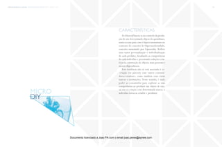 trends research center fashion trend report 2014 94micro > diy
DoItYourselfbaseia-senocontrolodaprodu-
ção de um determinado objeto do quotidiano,
numa recusa para com o hiperconsumismo no
contexto do conceito de Hipermodernidade,
conceito sustentado por Lipovetsky. Reflete
uma maior personalização e individualização
de cada produto, desafiando as competências
de cada indivíduo e procurando soluções cria-
tivas na construção de objetos mais pessoais e
menos dispendiosos.
Esta tendência não só está associada à co-
-criação em parceria com outros consumi-
dores/criadores, como também com várias
marcas e instituições. Neste sentido, é dado
poder ao consumidor para explorar as suas
competências ao produzir um objeto de raiz,
ou em co-criação com determinada marca; o
indivíduo torna-se criador e produtor.
características
diy
micro
Documento licenciado a Joao PA com o email joao.peres@ayrww.com
 