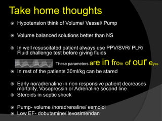 Hypotension management in ICU, volume vessel or pump? | PPTX