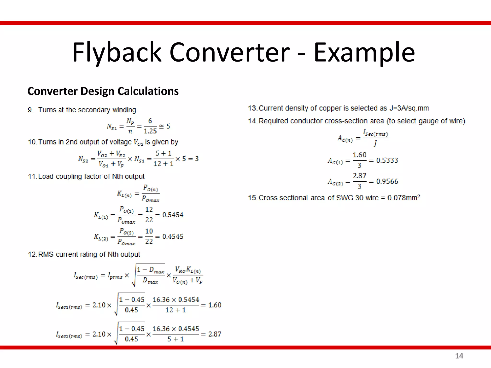 Flyback Converter - Example
14
Converter Design Calculations
 
