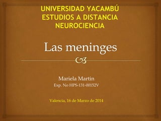 Mariela Martin
Exp. No HPS-131-00152V
Valencia, 16 de Marzo de 2014
 