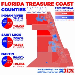 2020 Presidential Election Results Map of Florida's Treasure Coast