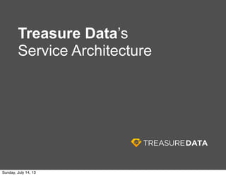 Treasure Data’s
Service Architecture
Sunday, July 14, 13
 