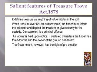 Treasure Trove Act, 1878 | PPTX