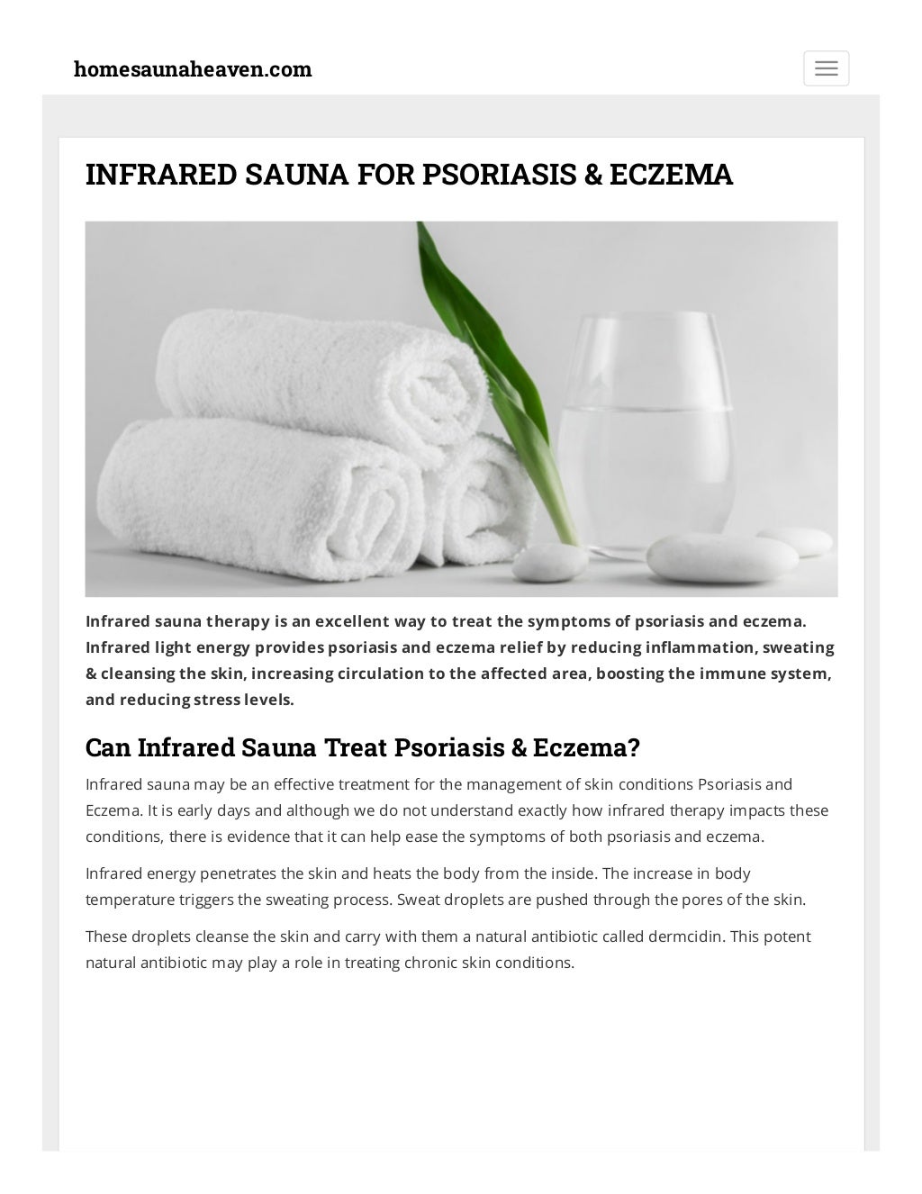 Treat Psoriasis & Eczema With Infrared Sauna