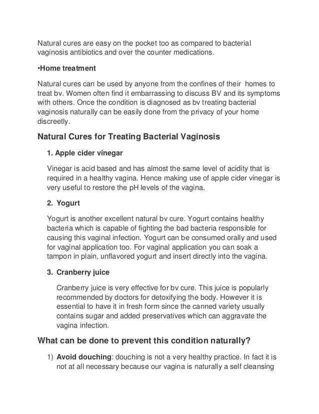 Treating BV Simple Natural Remedies for BV Cure