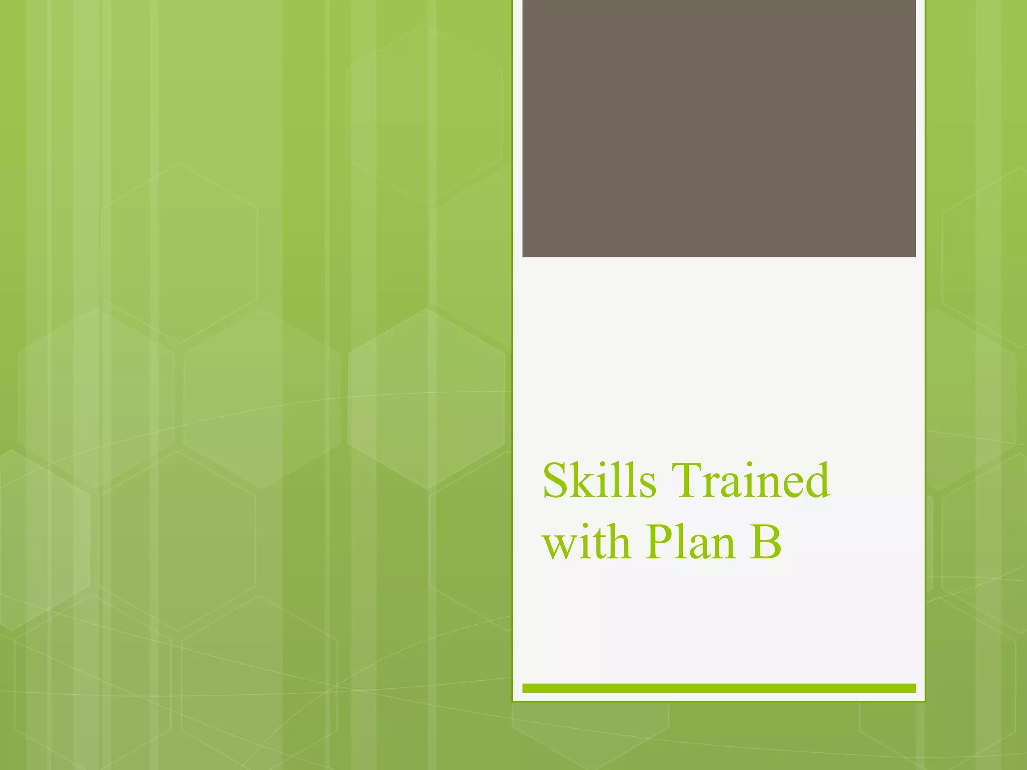 Skills Trained 
with Plan B 
 