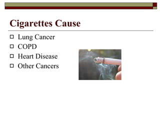 Cigarettes Cause Lung Cancer COPD Heart Disease Other Cancers 