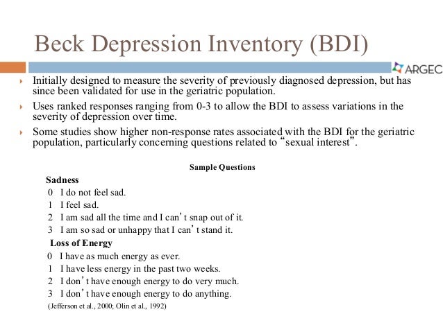 argec depression treatment and programs bdi interview questions