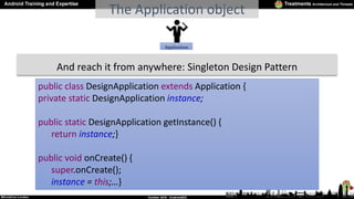 Application
The Application object
And reach it from anywhere: Singleton Design Pattern
public class DesignApplication ext...