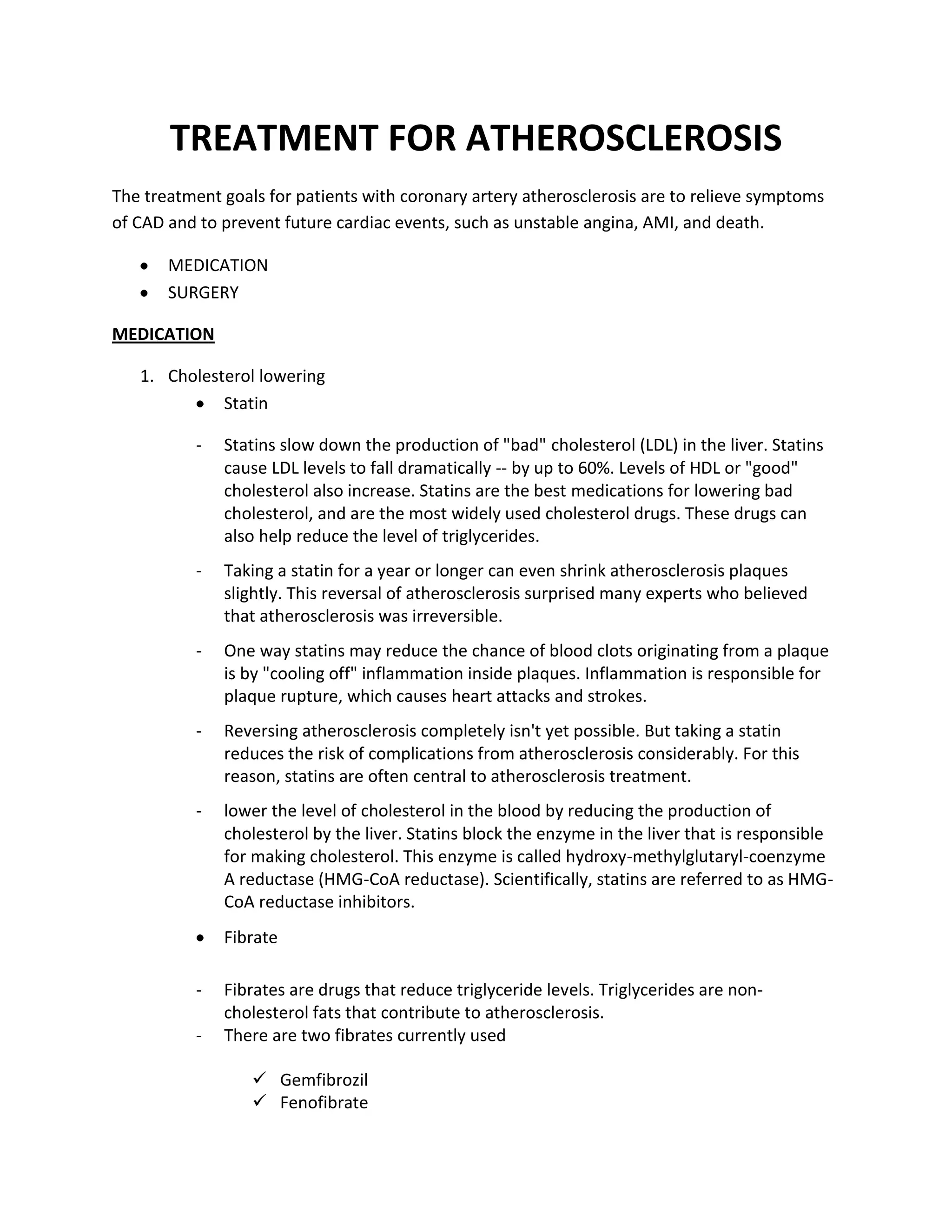 Treatment for atherosclerosis | DOCX