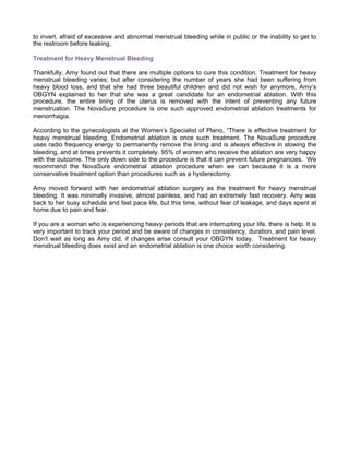 Treatment for Heavy Menstrual Bleeding | Endometrial Ablation ...