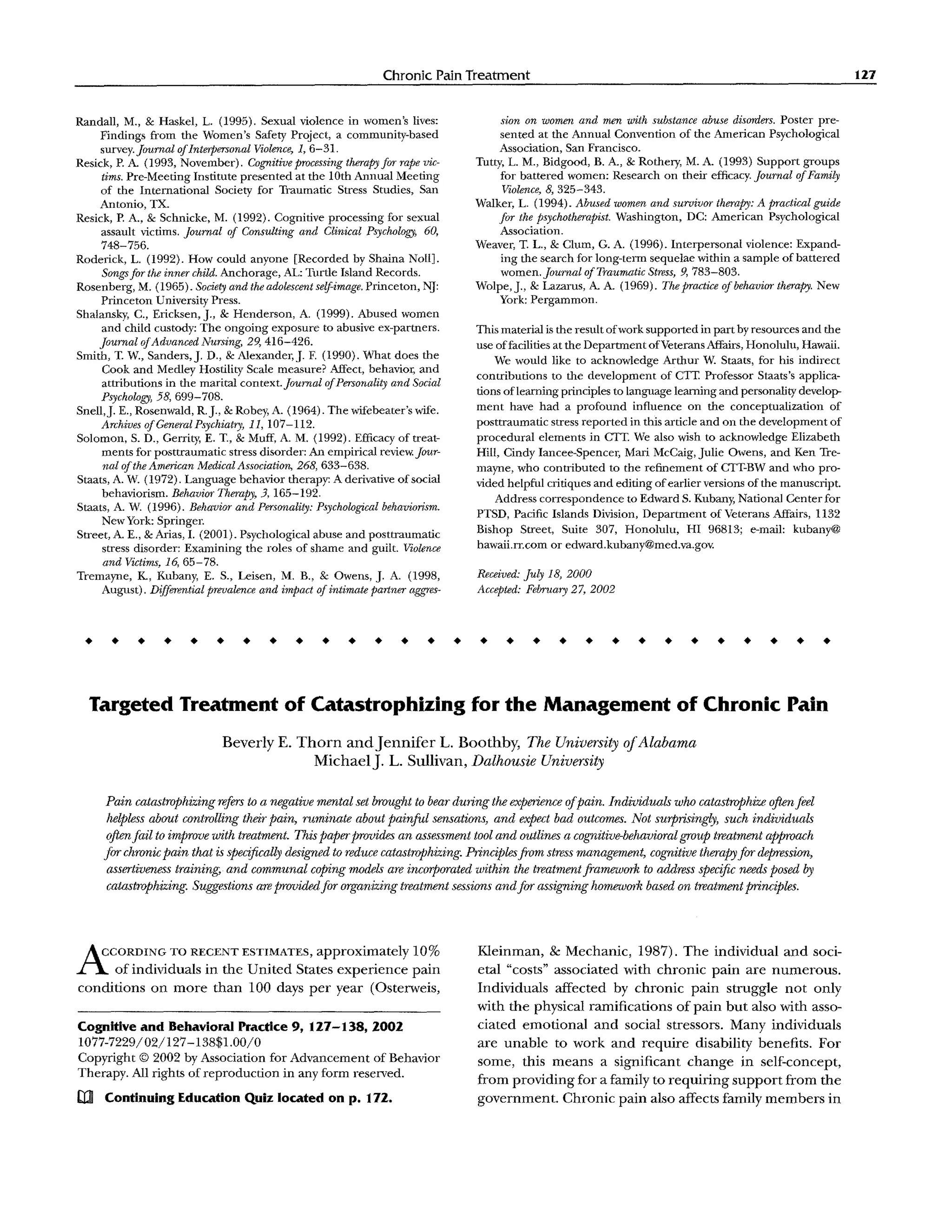 Treatment of Catastrophizing | PDF