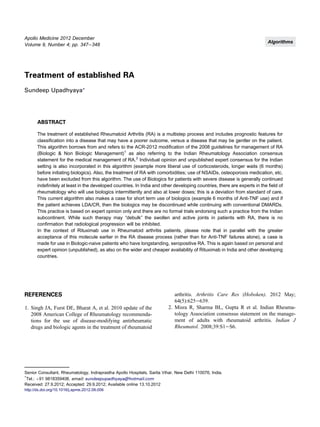 Treatment of Established RA | PDF