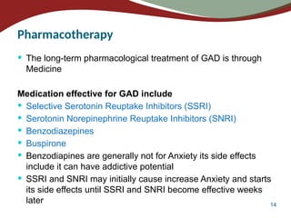 Treatment of Generalized anxiety disorder .pptx