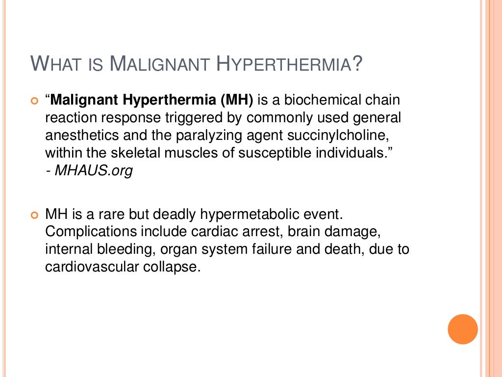 Treatment of malignant hyperthermia in an outpatient surgery center