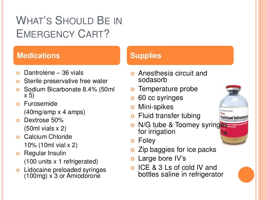 Treatment of malignant hyperthermia in an outpatient surgery center