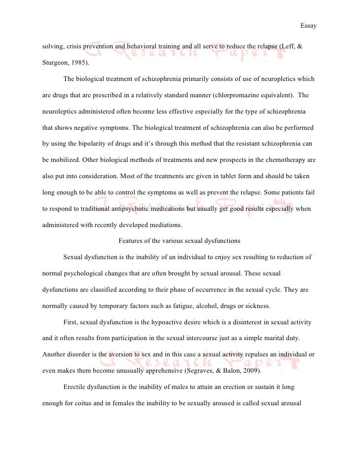 Schizophrenia essay conclusion
