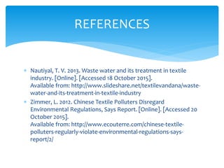 Treatment of textile industry effluent | PPTX