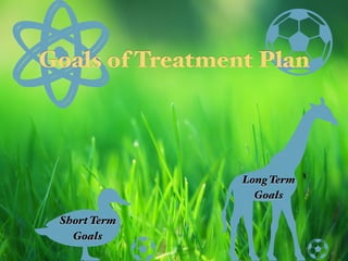 Long Term
Goals
Short Term
Goals
Goals of Treatment Plan
 