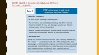 5)With advent of clozapine and atypicals definiton
has been changed to:
 