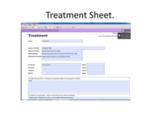 Treatment Sheet.
 