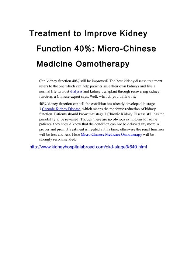 Treatment to Improve Kidney Function 40 Micro Chinese Medicine Osmotherapy
