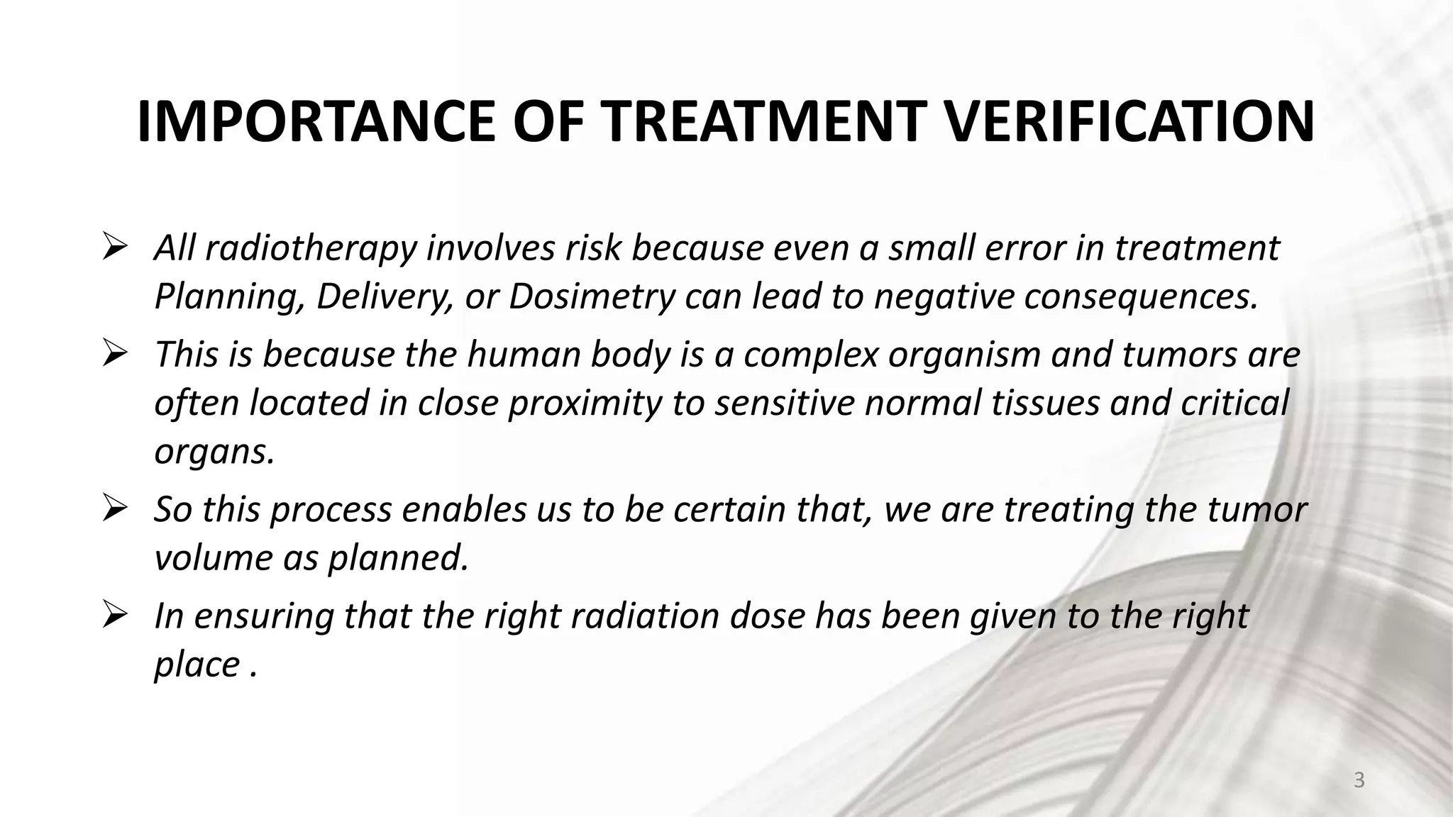 Treatment verification and set up errors | PPTX