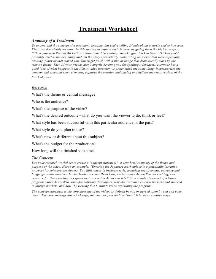 Treatment worksheet
