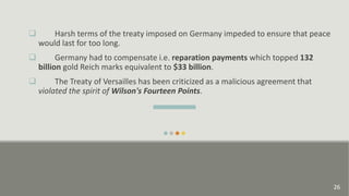 Slides explaining the Treaty of Versailles | PPTX