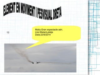 Motiu:Gran espectacle aéri. 
Lloc:Mataró,platja 
Data:23/9/2014 
13 
 