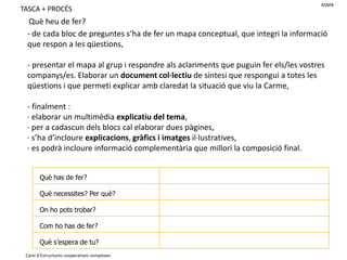ASMATASCA + PROCÉSQuè heu de fer? de cada bloc de preguntes s’ha de fer un mapa conceptual, que integri la informació que respon a les qüestions,