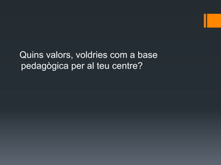 Quins valors, voldries com a base
pedagògica per al teu centre?
 