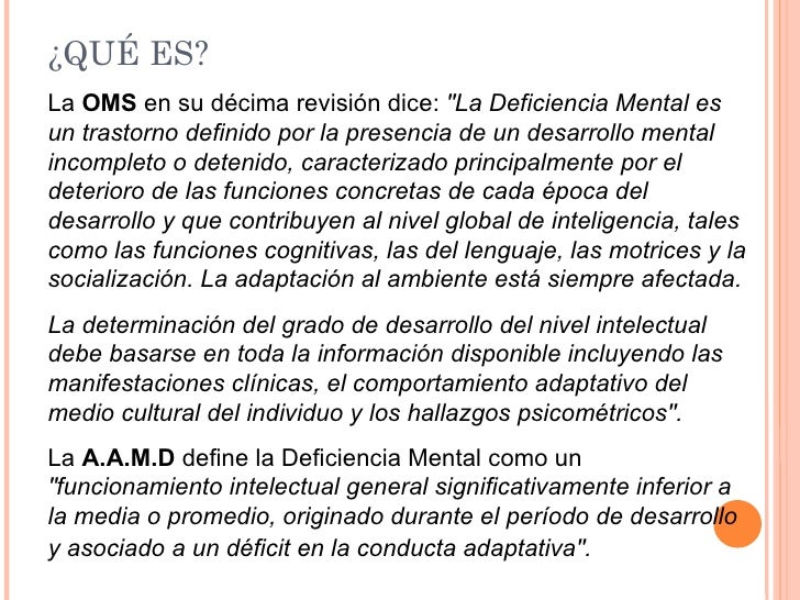 La deficiencia psíquica