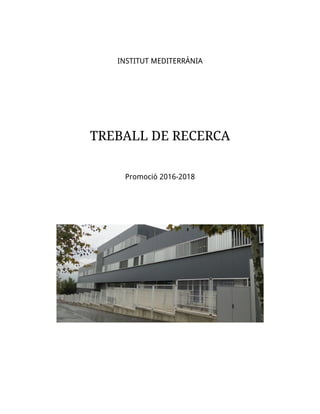 INSTITUT MEDITERR`ANIA
TREBALL DE RECERCA
Promoci´o 2016-2018
 