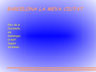 BARCELONA LA MEVA CIUTAT Parc de la Ciutadella, els diumenges al matí toquen sardanes... 