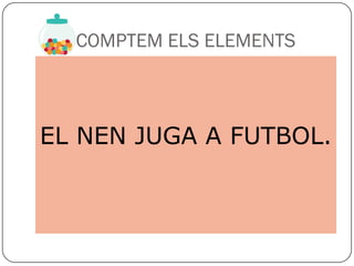 COMPTEM ELS ELEMENTS



EL NEN JUGA A FUTBOL.
 