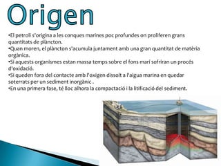 Els components químics del petroli se separen i obtenen per destil·lació mitjançant un procés de refineria. D'ell s'extrauen diferents productes.HistòriaEl petroli es va començar a extreurealsEstatsUnits a mitjansegle XIX. 