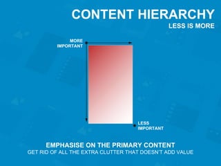 CONTENT HIERARCHY 
HOW USERS HOLD MOBILE DEVICES 
49% 36% 15% 
 