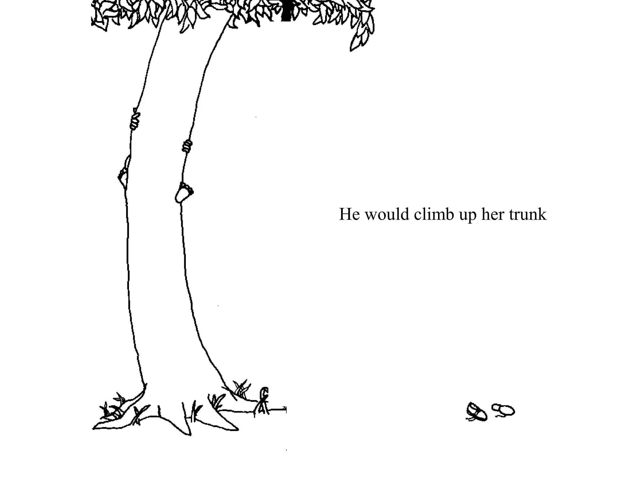 He would climb up her trunk
 