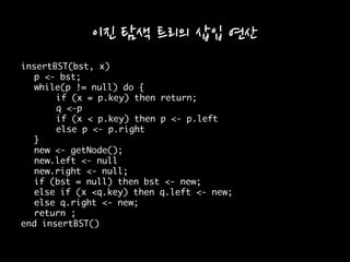 이진 탐색 트리의 삽입 연산
 