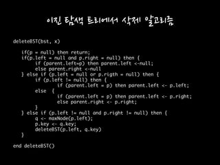 이진 탐색 트리에서 삭제 알고리즘
 