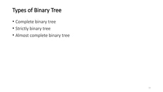 19
Types of Binary Tree
• Complete binary tree
• Strictly binary tree
• Almost complete binary tree
 