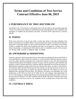 Tree Service Contract Pdf Tree doctors | DOCX