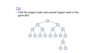 Q6
• Find the largest node and second largest node in the
given BST:
 